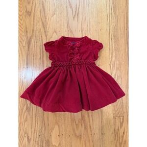 Baby Gap Corduroy Dress Ruffle Girls Red Holiday Outfit 3-6‎ Months